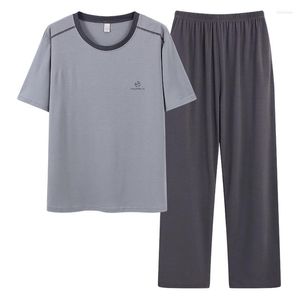 Herren-Nachtwäsche, Sommer-Modal-Pyjama-Set, kurzärmelig, Herren, Übergröße, L-4XL, männliche Homewear
