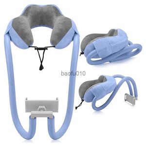 Suporte para travesseiro de pescoço de telefone Suporte de telefone para viagens de avião Suporte de telefone celular ajustável com 360 comprimidos flexíveis Almofada de braço para pescoço