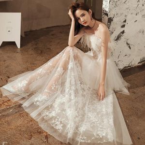 Этническая одежда Элегантные женщины Qipao Cheongsam Fairy Dreamy White Lace Feather Evening Formal Party Dress Sexy Hollow Out Mesh Banquet 3XL