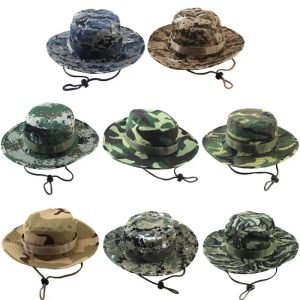 Designer Bucket Hat Camouflage Jungle Military Cap för vuxna Män kvinnor Womens Cowboy Justerbara Boonie Hats Fishing Spring Summer