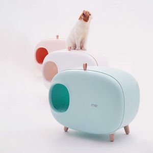 Kutular kedi kumu kutusu yarı kaplı tasarım büyük akıllı yatakta kum tuvalet eğitim evcil hayvanlar otomatik kediler sanalbox tepsi kiti malzemeleri