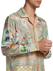 Casablanca Le Labyrinthe Seidenhemd mit Knopfleiste vorne, Casablanc Herren Designer-Hemden mit Knöpfen, hawaiianische Oberteile, Casablanc Polos