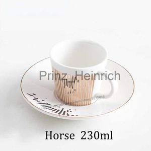 Kubki Kreatywny koń Anamorficzny Puchar Lustro Refleksja Kubek Kubek Kubek Zestaw herbaty z Coaster 90ML220ML Butelka do wody J230627