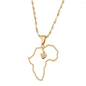 Hänge halsband Africa Map Heart African of Maps Gold Color Charms smycken