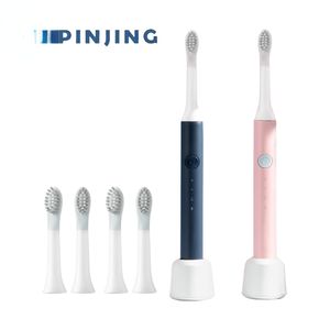 Escova de dentes PINJING Electric Sound Wave Smart Brush Ultrasonic Whitening À prova d'água Recarregável Limpeza Profunda Dentes 230627