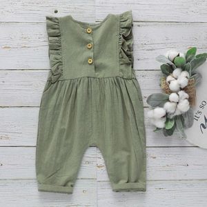 Rompers Summer Sleeveless Jumpsuit Multicolor Cotton And Linen Flying Sleeve Jumpsuit For Men And Women Baby Romper Soft Baby Outfit 230626