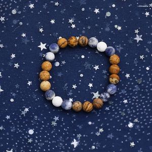 Strand Blue Sodalite Power Bead Crystal Bracelet Healing Lava Jewelry For Women Men Calming Gift