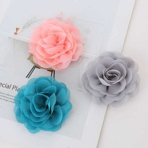 Fiori secchi 5 pezzi 9 cm moda chiffon di raso per accessori per capelli fai da te tessuto bouquet di fiori decorazione di nozze fascia per avvolgere la testa