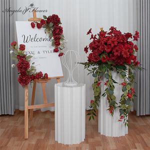 Faux blommig grönare rosgrön eukalyptus växt vinstockar konstgjorda blommor boll bröllop bord mittpiece deco arrangemang party scen väg guide blommor 230627