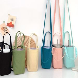 Portable Water Bottle Storage Bag Canvas Travel Cup Drink Bottle Hanging Holder With Strap Insulator Sleeve Bag Party Favor Gift