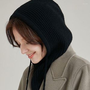 Cachecóis Cachecol de Malha Unissex com Capuz Chapéu de Inverno Feminino Caxemira Falso Gorro Bonnet Lady Lã PescoçoFace Protect Balaclava Skullies Masculino com Capuz