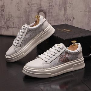 Luxus Männer Glitter Strass Schwarz Weiß Casual Schuhe Wohnungen Männlichen Rock Prom Sport Turnschuhe Müßiggänger Zapatos Hombre 1AA1