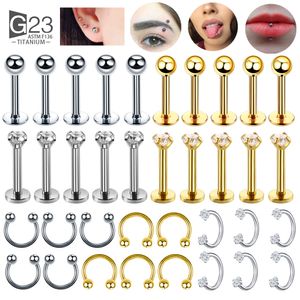 スタッド10PC ASTM-F136 TRAGUS PIERCINGS LABRETスタッドリップリングピアスオレジャ軟骨イヤリング18G 16Gラブレットボディジュエリー230626