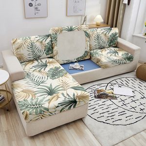 Chair Covers Plant Sofa Seat Cushion Cover Elastic Tropical Leaves Furniture Protector Polyester Stretch Washable Removable Slipcover 230627