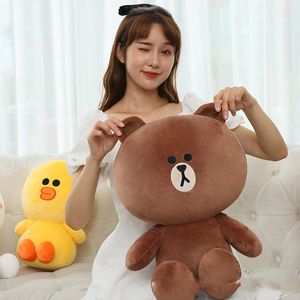 Plush Dolls Line Friends Peluche Orso bruno Cony Kawaii Cartoon Home Decor Coppia Bambola di pezza Cuscino Compleanno Natale Ragazza Regali per bambini 230626