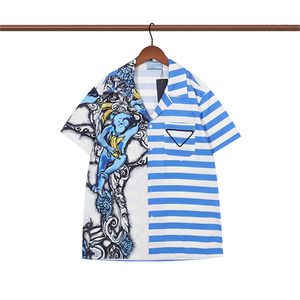 #6디자이너 남성 캐주얼 셔츠, 비즈니스 패션 burbereys 남성 브랜드 셔츠 봄 여름 옷깃 반팔 격자 무늬 단일 행 버튼 편안하고 통기성 #148