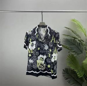 Tasarımcı Gömlek Erkek Düğmesi Gömlek Baskı Bowling Gömlek Hawaii Çiçek Gündelik Gömlek Erkekler İnce Fit Kısa Kollu Elbise Hawaiian T-Shirt M-3XL RQREW1