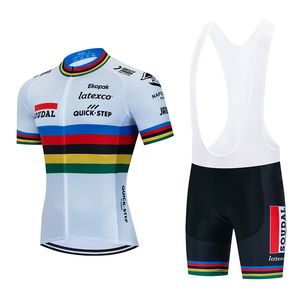 Set di maglie da ciclismo Quick Step Cycling Team Bib Set MTB Jersey Abbigliamento da mountain bike Camicia estiva da uomo Short Maillot Uniforme da bicicletta Top Outfit 230626