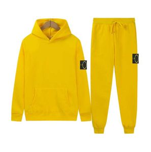 Taş Ceket Adası Yeni Kat Sonbahar Kış Men Erkekler Ceket Hoodie Pantolon Ceket Harajuku Spor Giyim Marka Sıradan Spor Giyim Kadınların Katı Kapşonlu Kazak Seti 2Pices