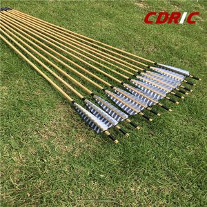 6/12/24pcs Wooden Arrows with Turkey Feathers for 25-70lbs Bows, 32 inch Longbow Archery Shooting Arrows