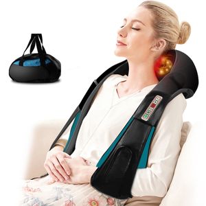 Massera nackkudde 3D -knådning Shiatsu Cervical Back Massager Shawl Electric Roller värmeanordning Manual China Home Car Shoulder Massage Machine 230627