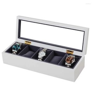 Watch Boxes & Cases 5-Digit Matte White Paint Wood Jewelry Box Case For Wrist Present Gift Display Storage Organizer Deli22