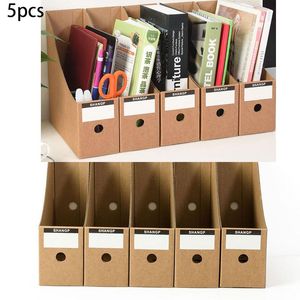 Paper Kraft Paper Office Supplies Bookend 5st Magazine File Holder Organizer Box Desk Letter Documents Storage Stationery med etiketter