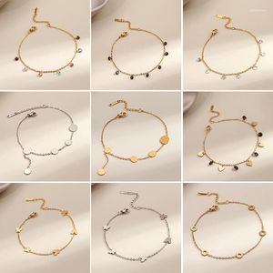 Charm Bracelets 2023 Simple Geometric Circular Chain Bracelet For Women Korean Fashion Heart Pendant Stainless Steel Friendship Gift