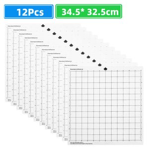 Pads 12Pcs Replacement Cutting Mat Transparent PP Material Adhesive Mat with Measuring 12 Inch for Silhouette Cameo Plotter Machine