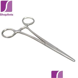 Eyebrow Tools Stencils Wholesale- 1 Pcs Fishing 12.5Cm Stainless Steel Straight Tip Hemostat Locking Clamps Forceps Beauty Makeup Dhjod