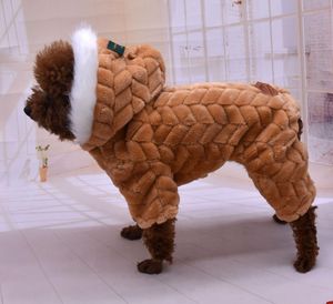Clothing Pet Clothes Cotton Jumpsuit Fur Collar British Fourlegged Clothes Dog Coat Cat Clothes Thick Warm Jacket Pet Coat Pink