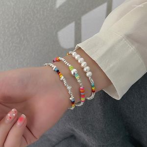 Charm-Armbänder VSnow Exquisites farbiges Perlen-Imitationsperlen-Armband für Frauen, koreanische Mode, unregelmäßiger Metallschmuck