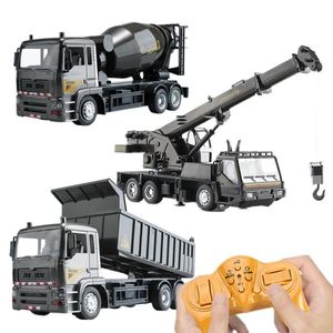 Druckguss-Modellauto, RC-Legierung, technisches Fahrzeug, Lenkrad, Fernbedienung, Muldenkipper, Kran, Mischer, Bagger, Gabelstapler, Outdoor-Spielzeug, Geburtstagsgeschenk 230626