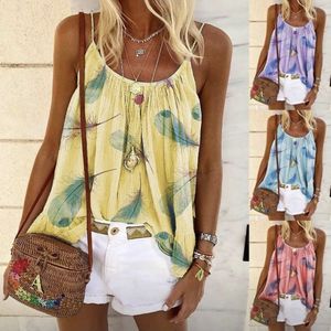 Woman summer vests Tank top short sleeve Casual vest Sexy Sleeveless NEW Luxury women's printed halter top plus size loose vest Short Sleeve Designer Feather print