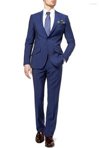 Męskie garnitury Męskie Męskie Piromsmen Notch Lapel Groom Tuxedos Blue Wedding Man Suit (Kurtka Tie Pirdle) B657