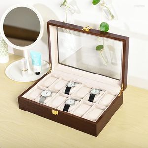Watch Boxes & Cases Luxury 6/10/12 Slots Handmade Wood Box Glasses Jewellery Organizer For Case Display Deli22