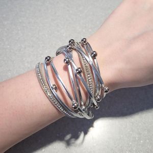 Charm Bracelets DAXI Metal Beads Leather For Women Fashion Crystal Chain Bohemian Multilayer Wrap Bracelet Feminino Jóias