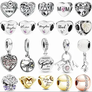 Argento 925 per pandora charms gioielli perline Family Tree Mom Infinite Love Dangle charm set