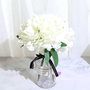 Flores secas 5pcs grande hortênsia flores artificiais peônia de alta qualidade para casa casamento sala de estar decoração buquê grande flor falsa branca