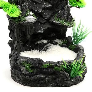 Dekorationen Aquarium Sand Wasserfall Berg Baum Ansicht Aquarium Dekorationen Kleine Gelände Landschaft Ornament für Reptilien Lebensraum N1HF