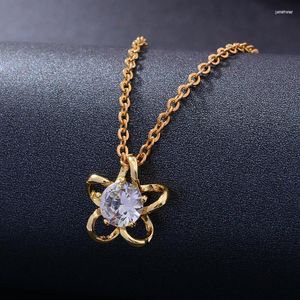 Pendant Necklaces WANDO Gold Color Chain For Women Girl Pentagram With White Zirco Giving Friend Gifts Party Wear Jewelry