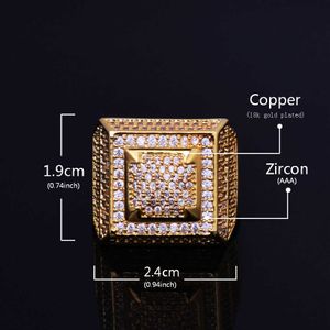 Cluster Rings Bubble Letter Anillo Hombre For Men Iced Out Gold Color Plated Hip Hop Jewelry Trend Fashion Gift 230620