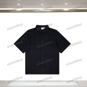 Xinxinbuy Men Designer Tee Tシャツ23SSダブルレターJACQUARD印刷短袖綿女性ブルーブラウンXS-L