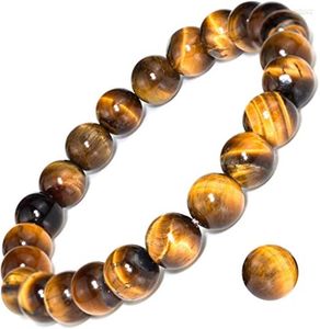 Strand Natural Gemstone Golden Tiger Eye Bracelet Gem Stone Round Beads Healing Crystals Quartz Chakra Bracelets For Women Gifts Unisex