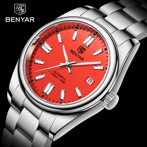 Saatler Benyar Watch 39mm Mens Watches En İyi Marka Mekanik Bilekliği 10Bar 100m Su Geçirmez Otomatik İzleme Erkekler için 5185