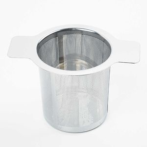 1 st 304 rostfritt stål te -sil med dubbla örat fina mesh filter te infuser återanvändbar sil kök tillbehör handtag klipp