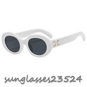 Sunglasses 2023 Retro cat's eye sunglasses for women CE's Arc de Triomphe oval French high quality street White glasses