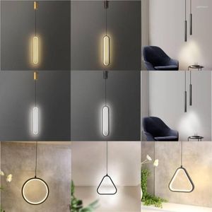 Ljuskronor minimalistisk hängslampa svart lång remsa för vardagsrum väggdekor nordisk led hängande lätt liten ljuskrona