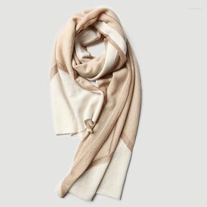 Scarves Donna-in 2023 Autumn White Pure Cashmere Patchwork Scarf Golden Knitting Luxury Top Quality Donnain Fashion
