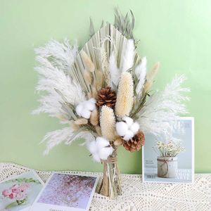 Сушеные цветы, маленький натуральный декор из травы, фрагмиты, пальмовые листья, кролик, рождественская вечеринка, свадебный цветок, украшение для дома